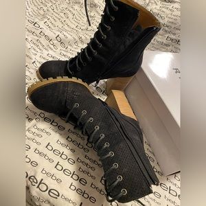 Suede lace up booties